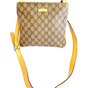 Gucci Vintage Brown Patent Gg Canvas Cross Body Bag